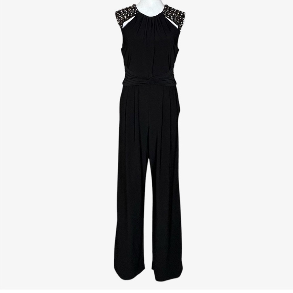 Vince Camuto Studded Embellished Black Jumpsuit sz S